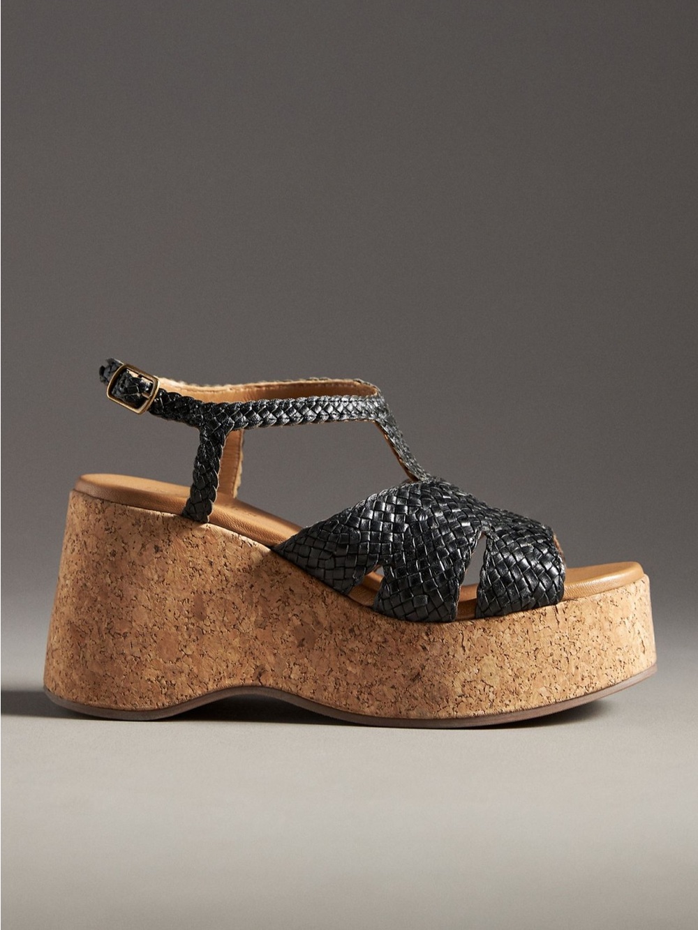 Seychelles Black Woven Cork Platform Sandal - Women